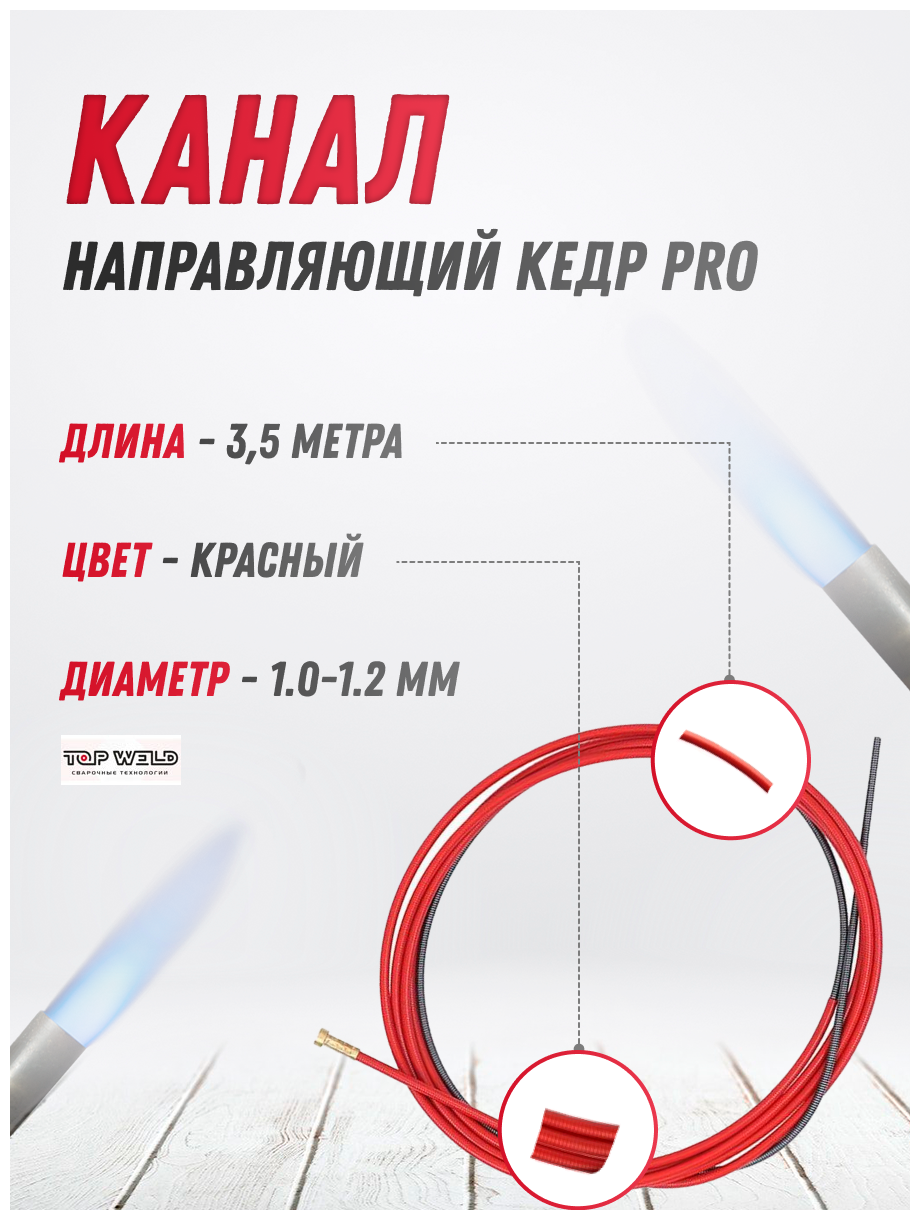 Канал направляющий стальной красный (3.5 м; 1.0-1.2 мм) TOP WELD