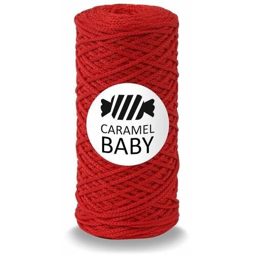Шнур полиэфирный Caramel Baby 2мм, Цвет: Алый, 200м/150г, шнур для вязания карамель бэби