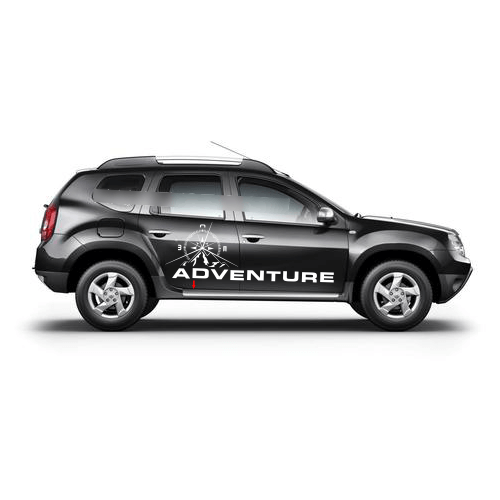 Наклейки компас роза ветров Adventure на борт Рено Дастер (Renault Duster) на двери 2 шт белые