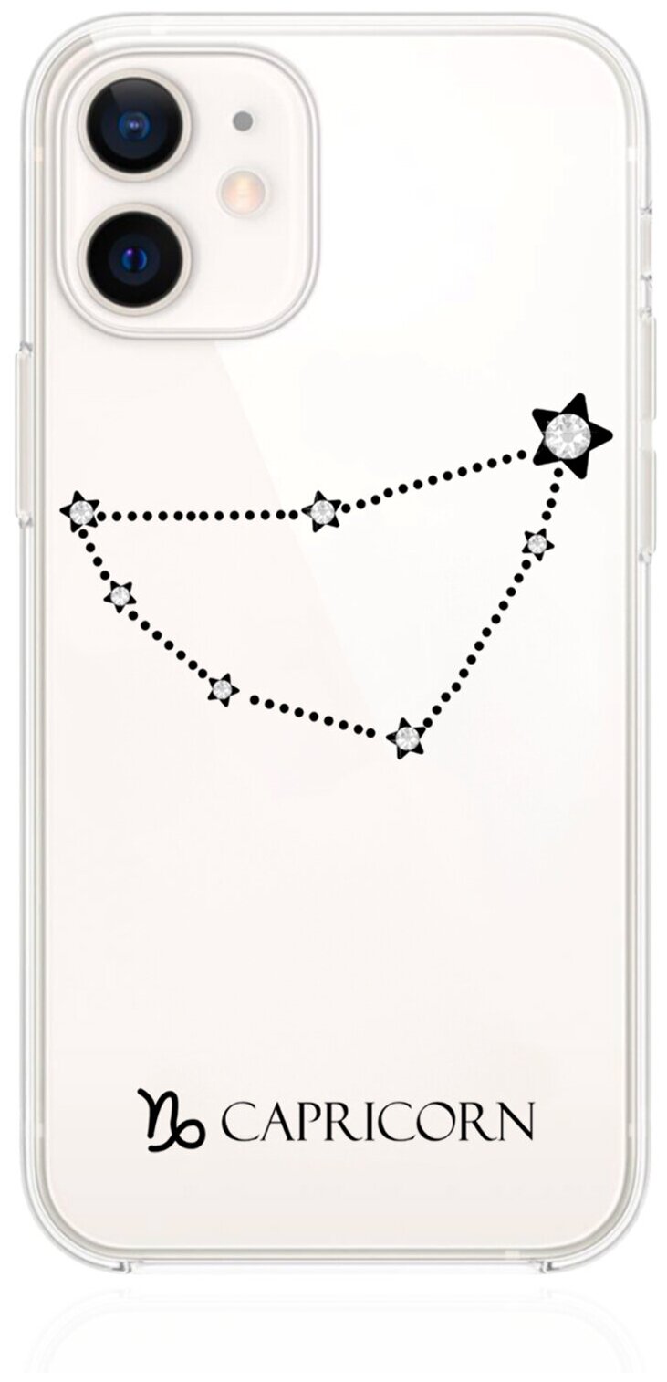 Прозрачный силиконовый чехол с кристаллами Lux для iPhone 12 Mini Знак зодиака Козерог Capricorn для Айфон 12 Мини