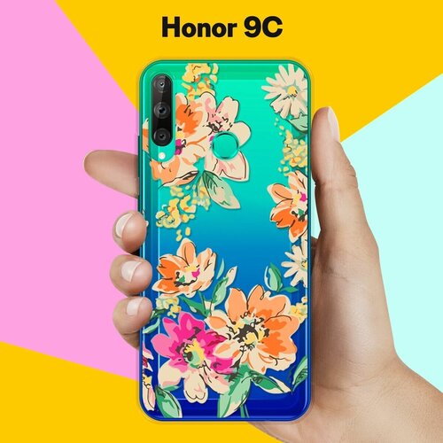 Силиконовый чехол Цветы оранжевые на Honor 9C силиконовый чехол цветы фиолетовые на honor 9c