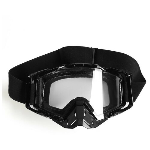 Очки-маска, со съемной защитой носа, стекло прозрачное, черные 3734844