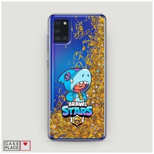 фото Чехол жидкий с блестками samsung galaxy a21s леон акула case place