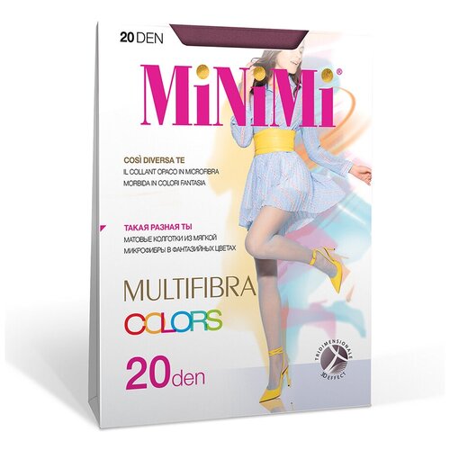 фото Колготки minimi multifibra colors, 20 den, с шортиками, широкий пояс, размер 3, бордовый