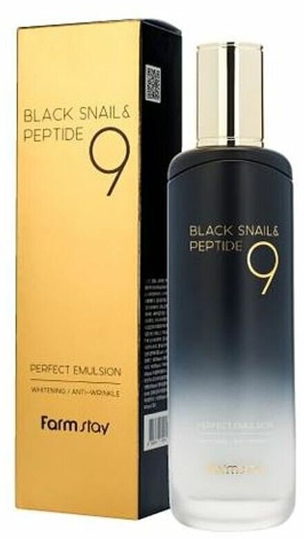 Эмульсия омолаживающая с комплексом из 9 пептидов FarmStay Black Snail & Peptide9 Perfect Emulsion (35 мл)