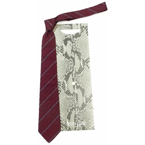 Бордово-винный галстук с серыми надписями Roberto Cavalli 824779