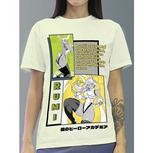 фото Футболка женская белая молочный оттенок из хлопка с dtf рисунком аниме my hero academia - 925 будь на стиле