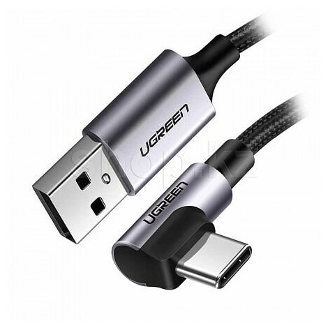 Кабель для зарядки и передачи данных USBC Male (90L) - USB A 2.0 Male Ugreen 3A 0.5м в оплетке черный (50940)