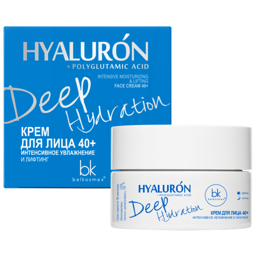 Belkosmex Hyaluron Deep Hydration Крем для лица 40+ Интенсивное увлажнение и лифтинг, 48 мл крем для лица belkosmex крем для лица 30 интенсивное увлажнение и свежесть hyaluron deep hydration