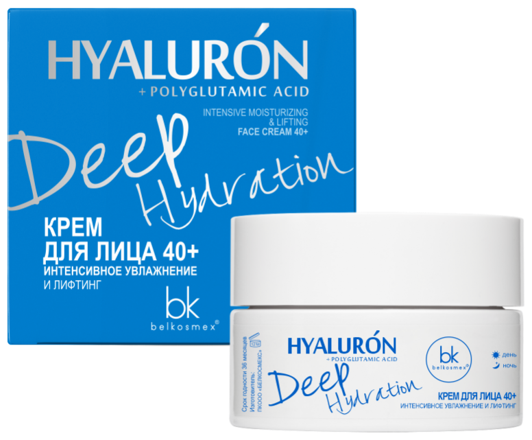 Belkosmex Hyaluron Deep Hydration Крем для лица 40+ Интенсивное увлажнение и лифтинг, 48 мл