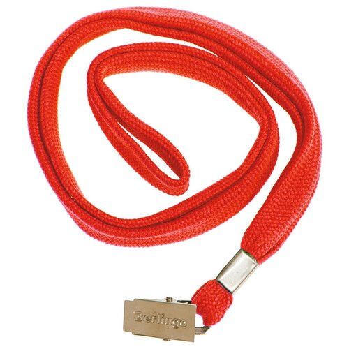 Шнурок для бейджей Berlingo, 45см, металлический клип, красный PDk_00314