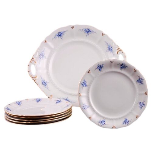 фото Набор для торта 7 предметов (27 см х 1 шт, 19 см х 6 шт) leander "соната /голубой цветок" / 158058