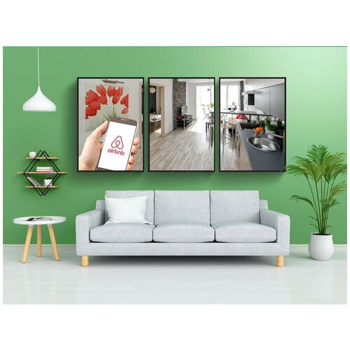 фото Набор модулных постеров для интерьера "airbnb, air bnb, квартира" 60x90 см. в тубусе, без рамки lotsprints