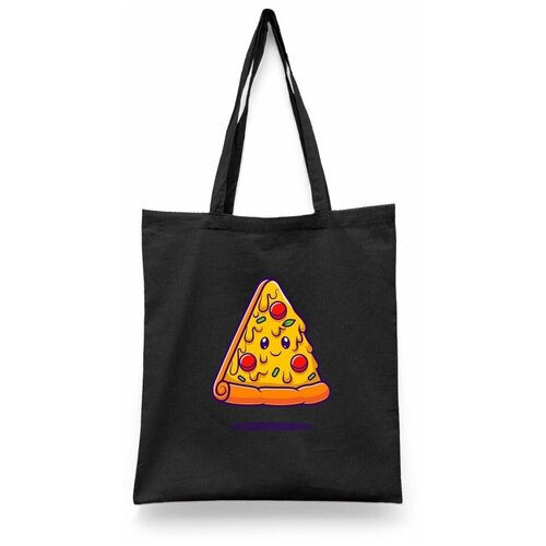фото Сумка-шоппер унисекс каждому своё "пицца/pizza/еда" черная