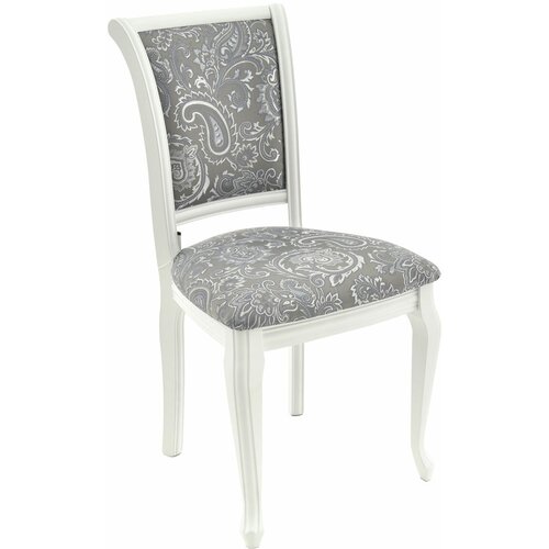 Стул Аврора М Кабриоль М Эмаль Белая / Базар 149/2, шелк / Патина Серебро