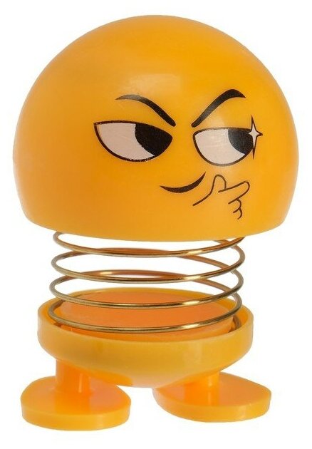 фото Смайл на пружинке, на панель в авто, хитрый, желтый 4515981