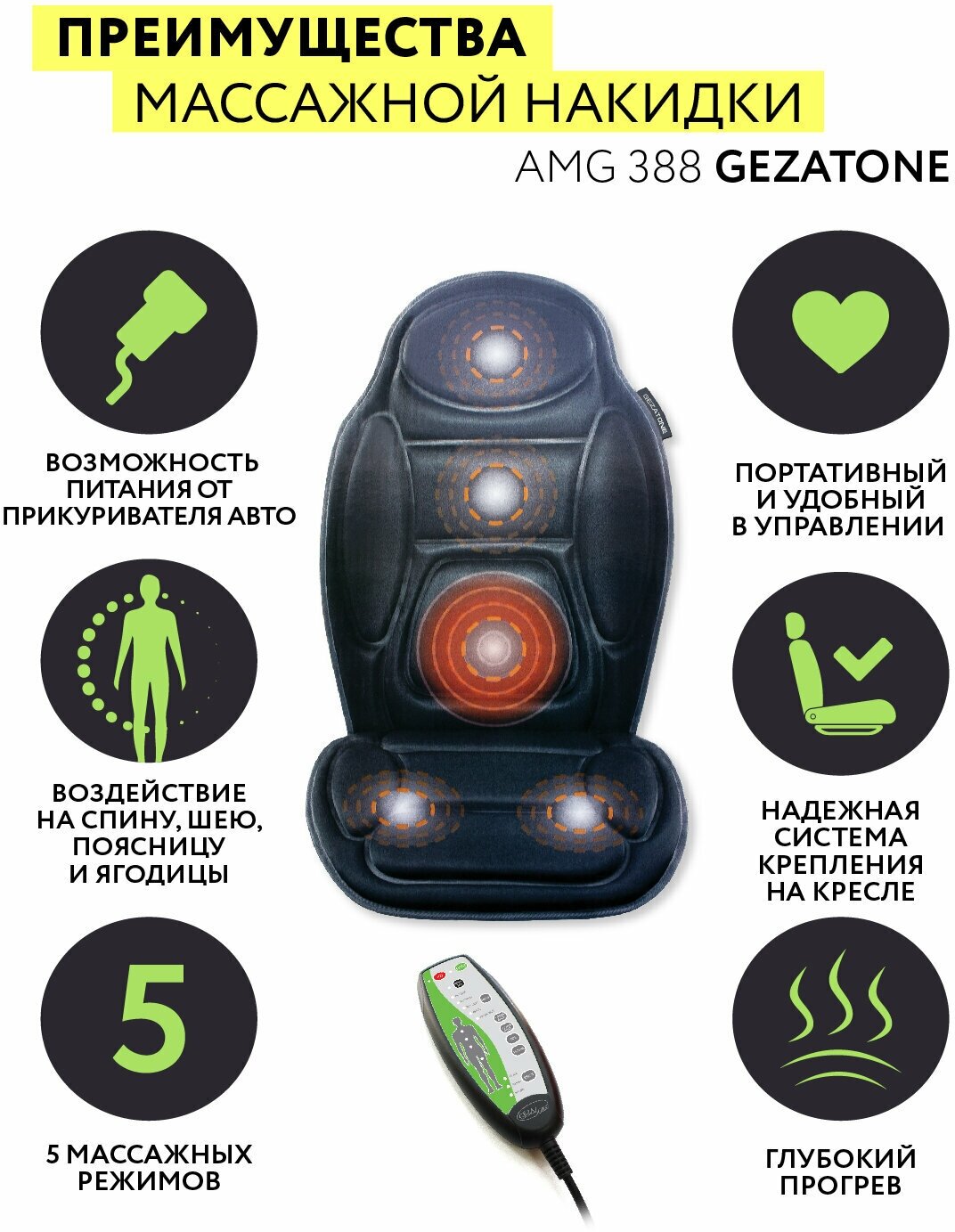 Gezatone AMG388 Прибор для массажа (массажный коврик) Gezatone (Gezatone, ) - фото №2