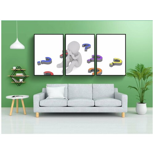 фото Набор модулных постеров для интерьера "вопросительный знак, считать, вопрос" 60x90 см. в тубусе, без рамки lotsprints