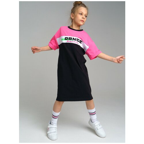 Платье playToday, хлопок, размер 158, розовый, черный