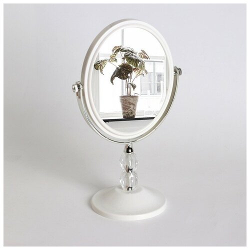 Купить Зеркало настольное, двустороннее, с увеличением, зеркальная поверхность 11, 7 x 14, 5 см, цвет белый/прозрачный, No Name, бесцветный/белый