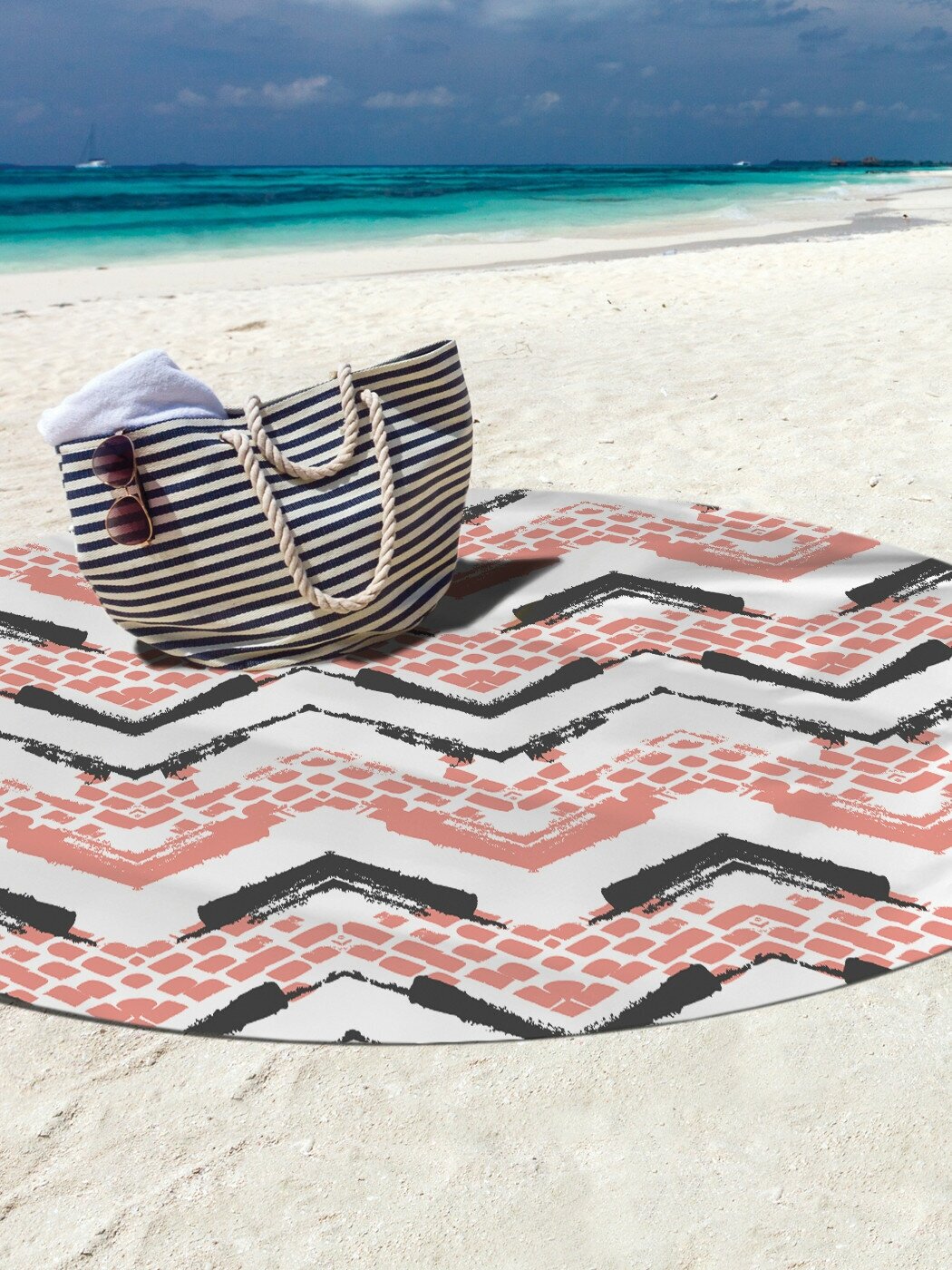 Парео и Пляжный коврик JoyArty "Терракотовый зигзаг", трикотаж 150 см