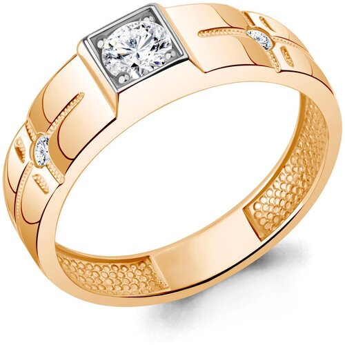 фото Золотое кольцо aquamarine 67882а с фианитом diamant-online