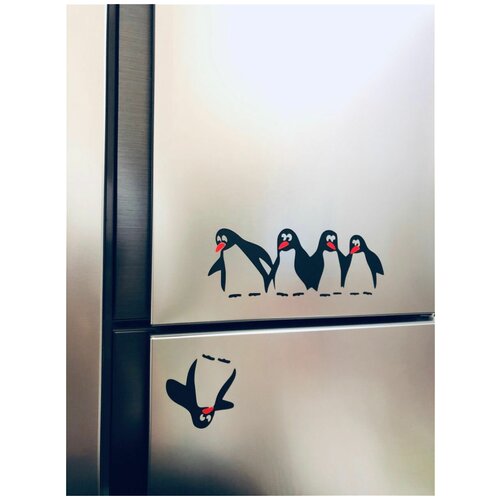Интерьерные наклейки для декора, Наклейка пингвины на холодильник