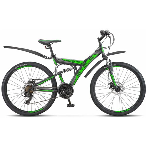 фото Горный (mtb) велосипед stels focus md 21-sp 26 v010 (2019) черный/зеленый 18" (требует финальной сборки)