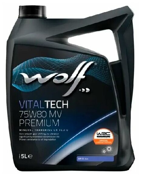 WOLF OIL 22195 VITALTECH 75W-80 MV PREMIUM API GL4+ 5 л трансмиссионное масло (PN 1048401)