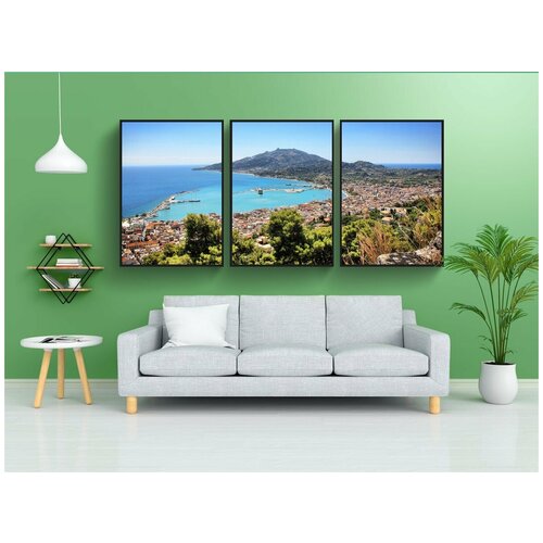 фото Набор модулных постеров для интерьера "закинтос, хора, остров" 60x90 см. в тубусе, без рамки lotsprints