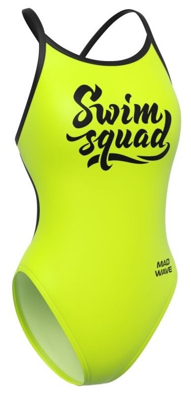 Купальник слитный MAD WAVE Swim squad для плавания, подкладка, регулируемые бретели, размер 48, желтый