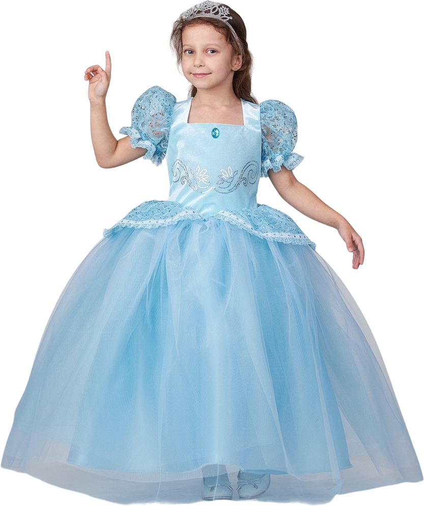 Карнавальный костюм Принцесса Золушка арт. 23-69 голубое платье принцессы для девочек на утренник новый год на праздник