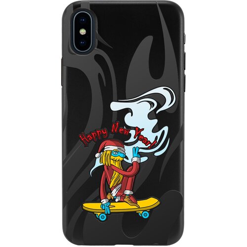 Силиконовый чехол Mcover для Apple iPhone X с рисунком Санта на скейте силиконовый чехол mcover для apple iphone 12 pro с рисунком санта на скейте