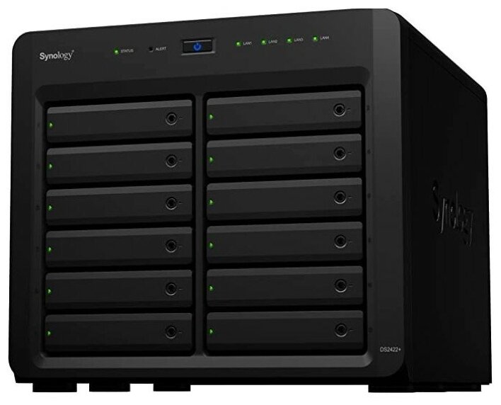 Система хранения данных Synology QC2.2GHz CPU/4GB(up to 32GB)/RAID 0,1,5,6,10/up to 12 SATA SSD/HDD (3.5" or 2.5") (up to 24 with 1xDX1222), 2xUSB3.0, 4xGbE(+1Expslot),iSCSI, 2xIPcam(upto40)/1xPS/3YW' - фото №2