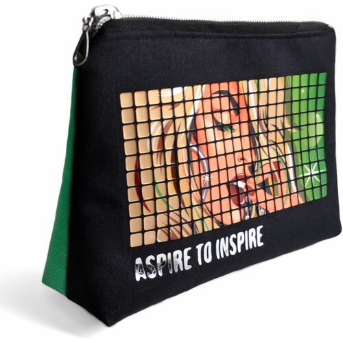 фото Косметичка trollius, 3х12х18 см, черный, зеленый