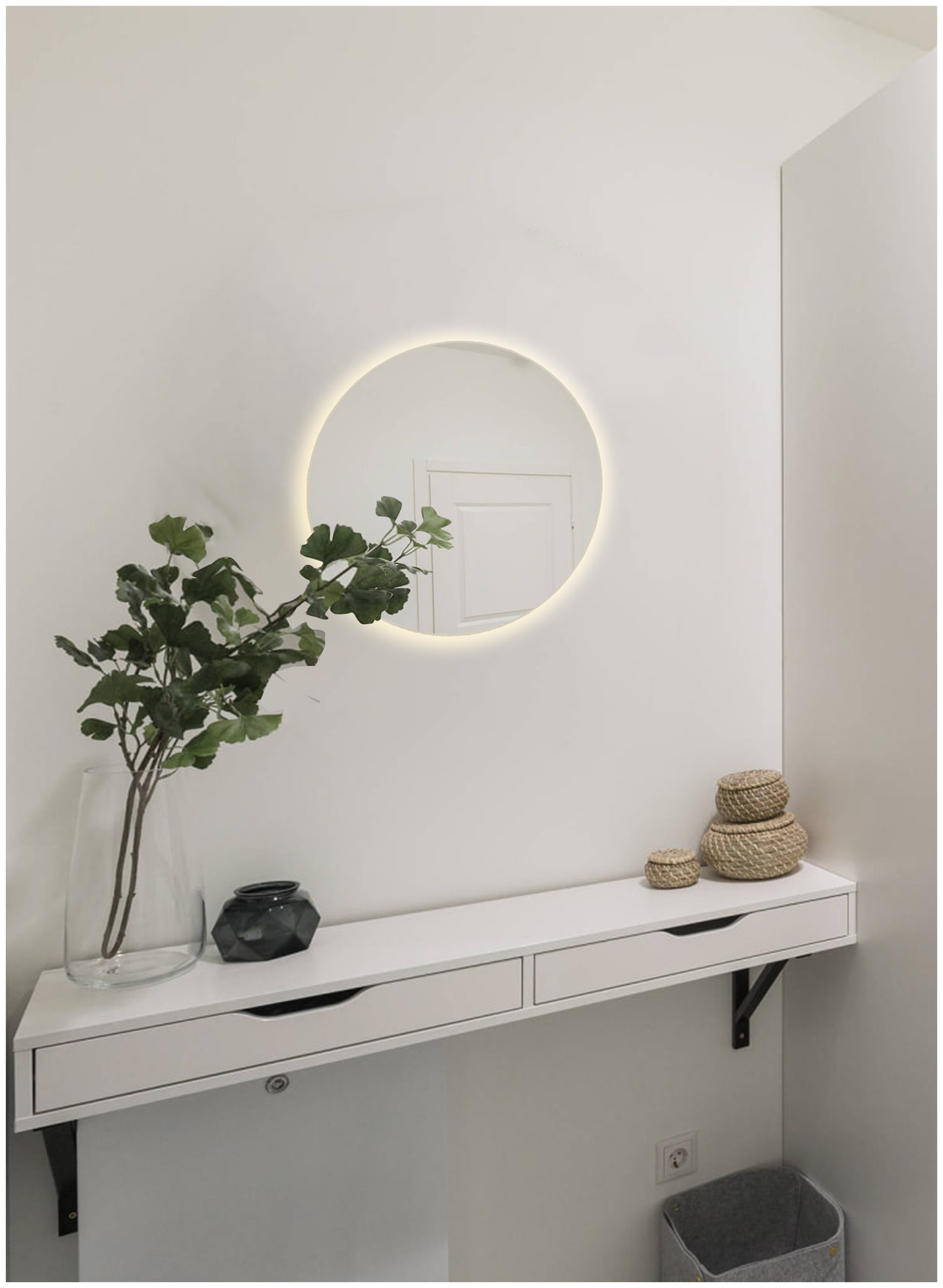 Зеркало для ванной Sun D40 круглое "парящее" с тёплой LED-подсветкой - фотография № 5