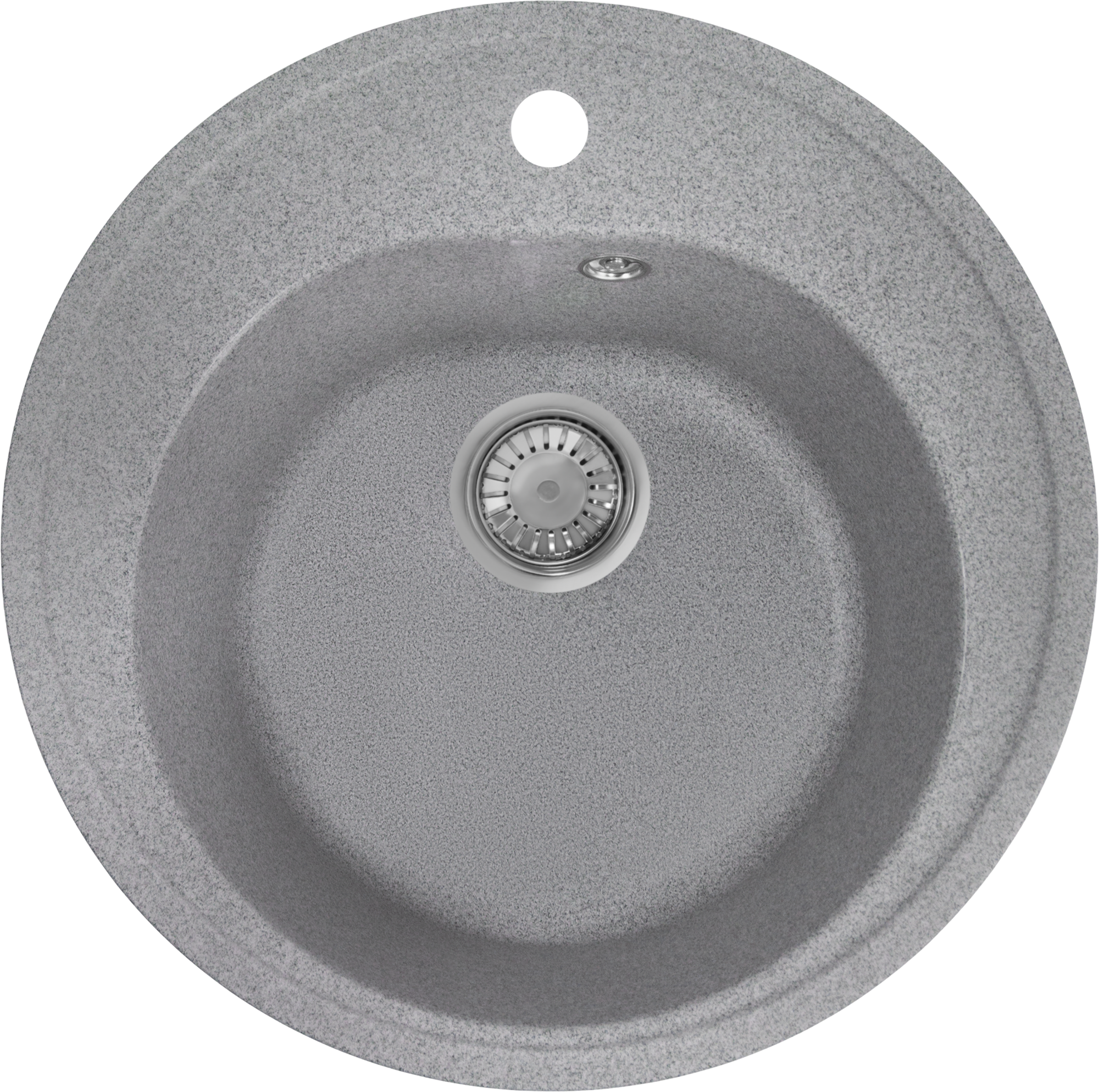 Мойка кухонная накладная круглая GranRus диаметр 50,5 см литьевой мрамор, с сифоном, Россия, темно-серый - фотография № 8