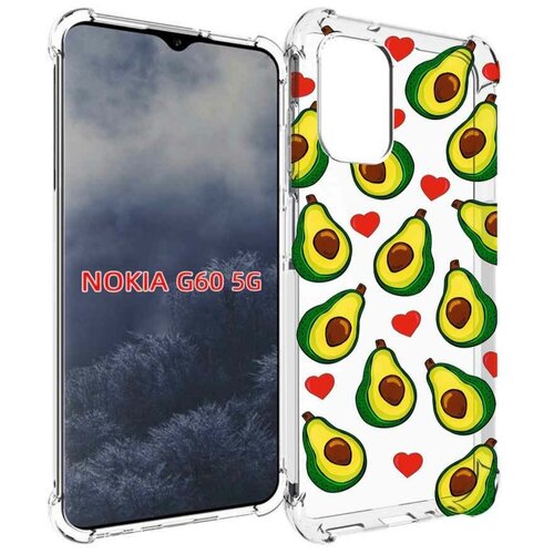 Чехол MyPads миленькие-авокадо для Nokia G60 5G задняя-панель-накладка-бампер