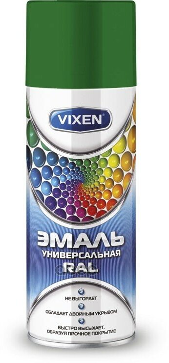 Краска-Спрей Vixen Vx-16002 Эмаль Универс. Темно-Зелен 520Мл Ral6002 (12Шт/Уп) Vixen арт. VX16002