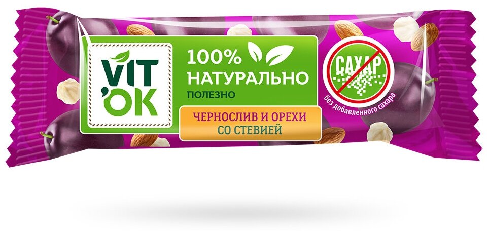 Батончики Vitok ассорти полезные 100% натуральные неглазированные без сахара злаковые и фруктово-ореховые, 36 шт по 30 г