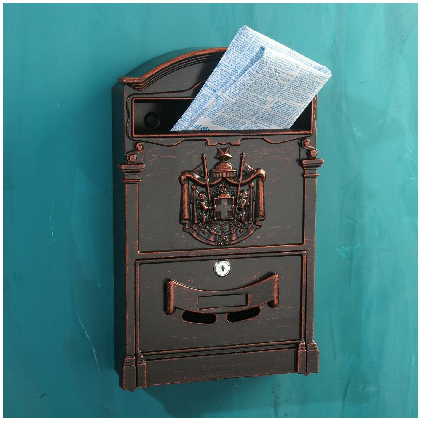 Ящик почтовый уличный индивидуальный аллюр №4010В старая медь