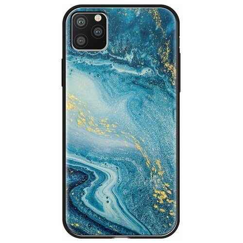 фото Чехол deppa glass case для apple iphone 11 pro max, голубой агат