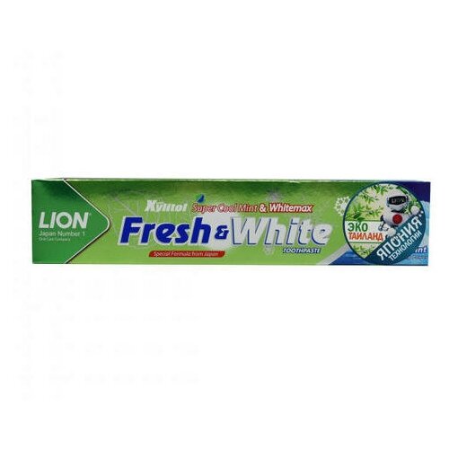 Зубная паста LION Thailand для защиты от кариеса прохладная мята Fresh & White, 160 г паста зубная для защиты от кариеса прохладная мята lion fresh