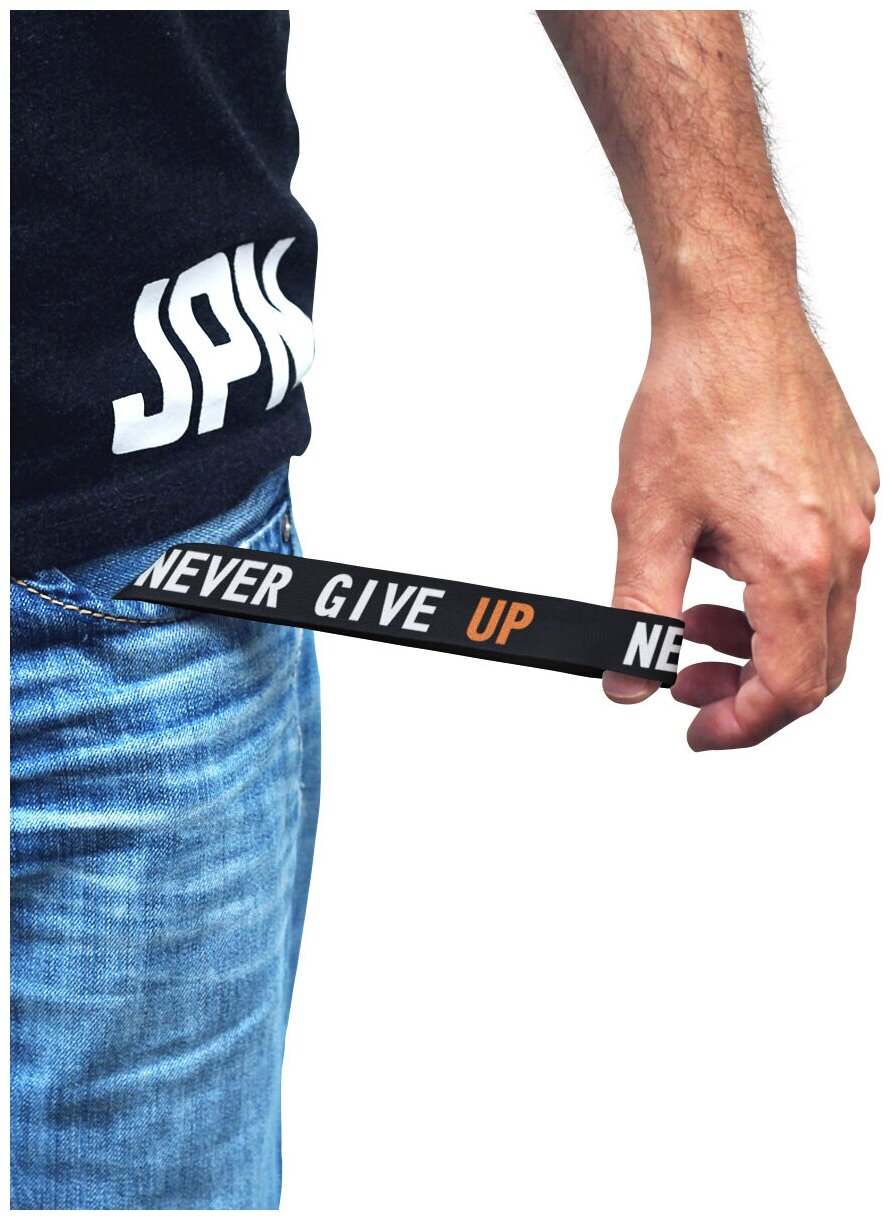 Шнурок для ключей ExSport "Never give up" чёрный 20