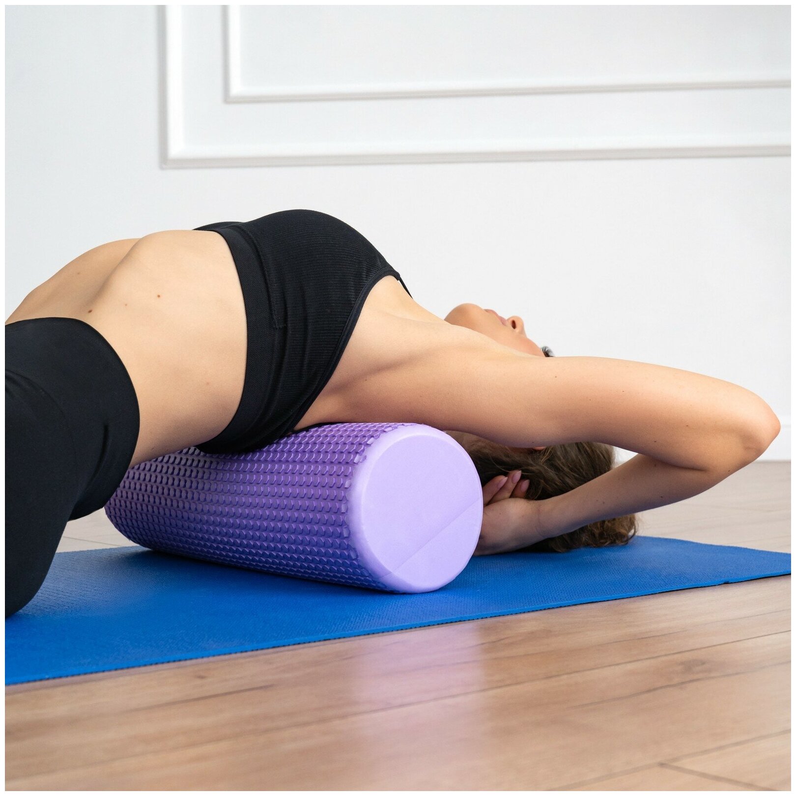 Роллер Sangh, для йоги, размер 45 х 15 см, массажный, цвет фиолетовый