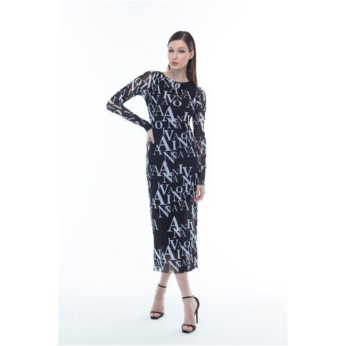 Платье из сетчатого трикотажа с принтом