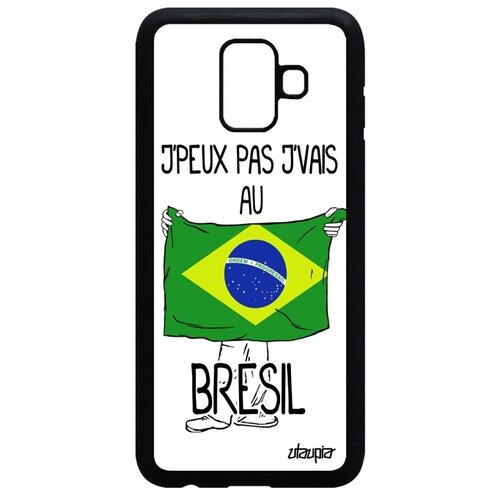 фото Простой чехол на телефон // galaxy a6 2018 // "еду в бразилию" надпись принт, utaupia, белый