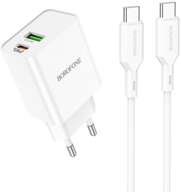 Зарядное устройство BOROFONE BA69A Resource, кабель Type-C, 1xUSB-A, 1хType-C, PD20W, белый