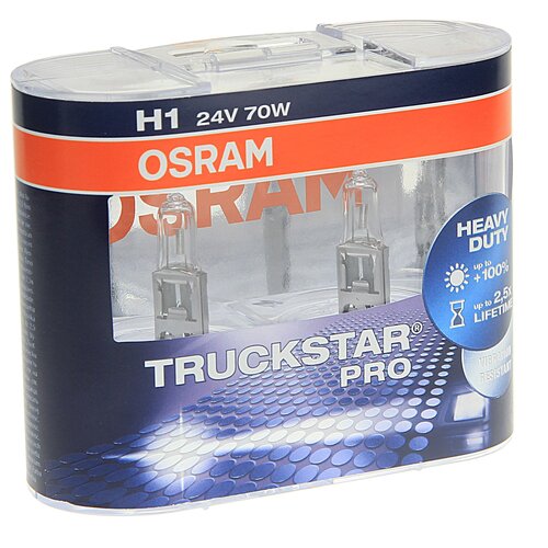 фото Osram osram лампа 64155tsp-duobox h1 24v 70w [p14,5s truckstar pro упаковка 2 шт.] osram 4008321784209