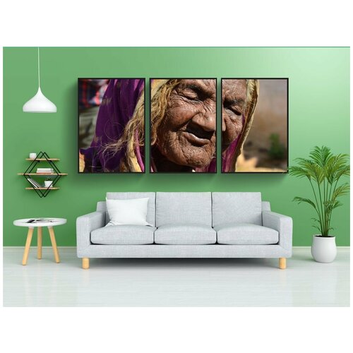 фото Набор модулных постеров для интерьера "индия, старый, женщины" 60x90 см. в тубусе, без рамки lotsprints